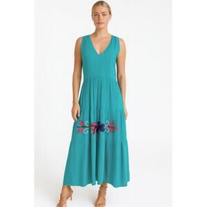 Sensi Studio Embroidered Cotton Gauze Summer Dress Small Blue NWT